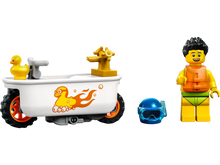Load image into Gallery viewer, LEGO City Bathtub Stunt Bike 60333 featuring a bathtub with a rubber duck and a minifigure in swim gear
