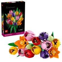 Load image into Gallery viewer, LEGO Botanicals Tulip Bouquet boxed set featuring colorful LEGO tulip flowers arranged in a vibrant bouquet.