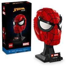 Load image into Gallery viewer, LEGO Spider-Man Mask set 76285 in red and black, features intricate design and display stand
