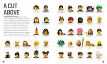 Load image into Gallery viewer, LEGO minifigure history book showing diverse hairstyles and characters from various series