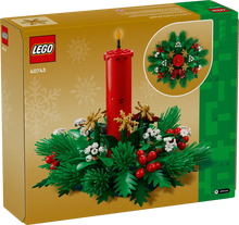 Load image into Gallery viewer, LEGO 40743 festive centrepiece boxed set featuring a red candle and festive greenery