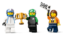Load image into Gallery viewer, LEGO 60474 VCARB & Sauber Minifigures Holding a Trophy and Checkered Flag for Racing Fans