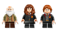 Load image into Gallery viewer, LEGO 76442 Harry Potter set UK featuring three mini figures: Dumbledore, Hermione, and Ron