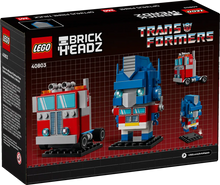 Load image into Gallery viewer, LEGO Brickheadz Optimus Prime boxed set by Brick Shack featuring block-style Transformer figure