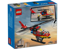 Load image into Gallery viewer, LEGO City Fire Rescue Helicopter boxed set with buildable rescue helicopter and firefighter figure