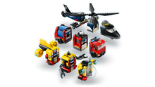 Load image into Gallery viewer, LEGO City helicopter fire truck submarine set with detailed rescue vehicles and aircraft toys