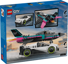 Load image into Gallery viewer, LEGO City Jet vs. Car set 60489 in a boxed set featuring detailed images of the models