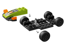 Load image into Gallery viewer, LEGO City race car set chassis and front green hood piece with wheels from Brick Shack