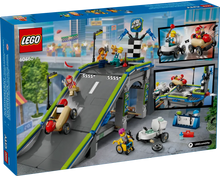 Load image into Gallery viewer, LEGO City race car track set boxed by Brick Shack featuring ramp, race cars, and minifigures