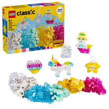 Load image into Gallery viewer, LEGO Classic Magical Transparent Box set with colorful translucent pieces and buildable characters for creative play