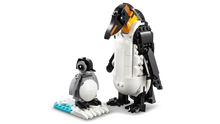 Load image into Gallery viewer, LEGO Creator 3-in-1 Panda Family boxed set by Brick Shack featuring detailed penguin figure with chick on icy base