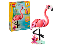 Load image into Gallery viewer, LEGO Creator 3-in-1 Pink Flamingo set boxed with assembled pink flamingo model and floral base