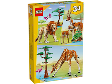 Load image into Gallery viewer, LEGO Creator 3-in-1 Wild Safari Animals 31150 Box Set featuring a lion, giraffe, tree and flamingos