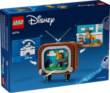 Load image into Gallery viewer, LEGO Disney Classic Animation Scenes set 40774 with Lion King and Toy Story designs in a retro TV format