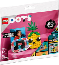 Load image into Gallery viewer, LEGO DOTS pineapple photo holder 30560 kit showcasing colourful pieces for creative designs