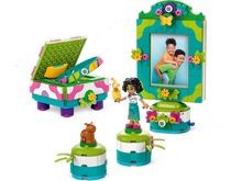 Load image into Gallery viewer, LEGO Encanto jewellery box set by Brick Shack featuring colorful jewellery box, photo frame, and character figurines