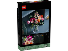 Load image into Gallery viewer, LEGO flower bouquet set boxed with colourful flower pieces in a clear vase model
