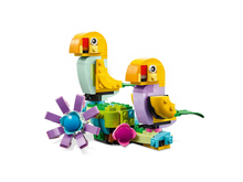 Load image into Gallery viewer, LEGO Flowers in Watering Can set featuring colourful LEGO birds and purple flower pieces by Brick Shack
