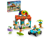 Load image into Gallery viewer, LEGO Friends Beach Smoothie Stand set with smoothie shop, surfboard, car, and mini-figures from Brick Shack
