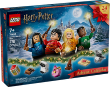 Load image into Gallery viewer, LEGO Harry Potter Advent Calendar 2025 76456 featuring 4 mini figures and 24 gifts for festive fun