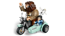 Load image into Gallery viewer, LEGO Harry Potter Hagrid set featuring Hagrid and Harry riding a motorbike with sidecar by Brick Shack