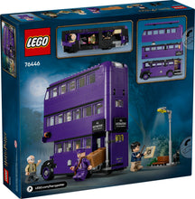 Load image into Gallery viewer, LEGO Harry Potter Knight Bus set featuring the iconic triple-decker purple bus with minifigures