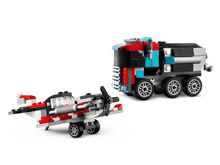 Load image into Gallery viewer, Brick Shack LEGO Creator 3-in-1 flatbed truck and helicopter boxed set showing truck and small aircraft models