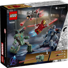 Load image into Gallery viewer, LEGO Marvel Iron Man vs War Machine set 76320 featuring action-packed mechs in dynamic poses