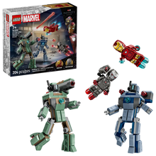 Load image into Gallery viewer, LEGO Marvel Iron Man vs War Machine set 76320 with two mechs and figures in a dynamic pose