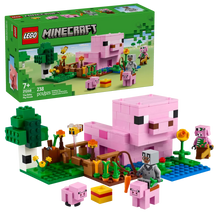 Load image into Gallery viewer, LEGO Minecraft Baby Pig House set with pink pig, garden, tree, and mini-figure by Brick Shack
