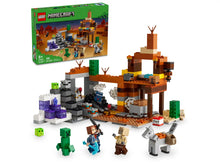 Load image into Gallery viewer, LEGO Minecraft Badlands Mineshaft set with boxed set featuring miners, skeletons, donkey and crystal terrain