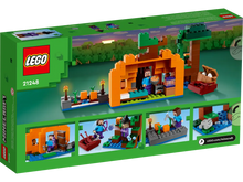 Load image into Gallery viewer, LEGO Minecraft Pumpkin Farm set 21248 featuring vibrant blocks, mini figures, and interactive elements