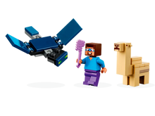 Load image into Gallery viewer, LEGO Minecraft Steve's Desert Expedition set 21251 featuring Steve, a flying mob, and a camel build