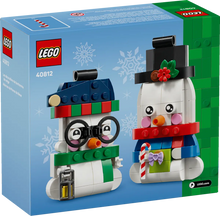Load image into Gallery viewer, LEGO snowman Christmas ornaments 40812 boxed set featuring two festive snowman designs