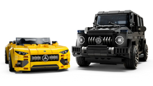 Load image into Gallery viewer, LEGO Speed Champions Mercedes-AMG set featuring yellow sports car and black SUV model from Brick Shack