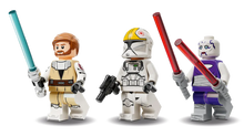 Load image into Gallery viewer, LEGO Star Wars V-19 Torrent Starfighter set 75432 featuring Obi-Wan and Clone Troopers with lightsabers