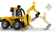 Load image into Gallery viewer, LEGO Technic backhoe loader 42197 model showing detailed yellow construction design and moving parts