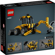 Load image into Gallery viewer, LEGO Technic backhoe loader 42197 boxed set showcasing detailed features and construction mechanism
