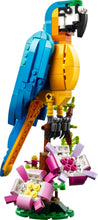 Load image into Gallery viewer, Brick Shack LEGO Boxed Set LEGO Creator 3-in-1 Exotic Parrot set blue and yellow parrot perched on branch with pink flowers