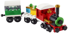 Load image into Gallery viewer, Brick Shack LEGO Winter Holiday Train polybag assembled red and green festive steam locomotive with gift car