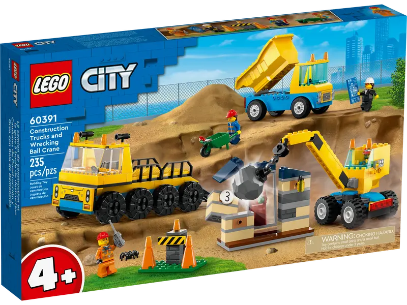 LEGO 60391: City: Construction Trucks and Wrecking Ball Crane