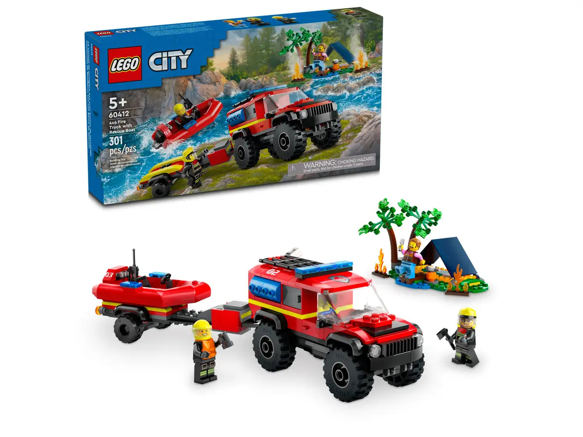 LEGO 60412 City 4x4 Fire Truck with Rescue Boat 5702017582948 Brick Shack