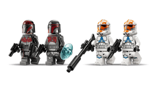 Load image into Gallery viewer, LEGO Star Wars Siege of Mandalore set 75449 featuring four detailed minifigures with weapons
