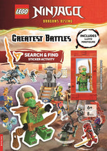 Load image into Gallery viewer, LEGO: NINJAGO: Greatest Battles Search &amp; Find Sticker Activity Book (with Lloyd minifigure and Golden Sabre)
