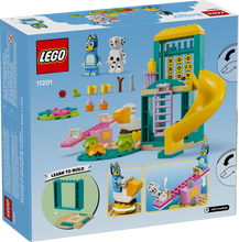 Load image into Gallery viewer, Bluey and Chloe LEGO playset 11201 featuring a colourful buildable slide and characters for imaginative play
