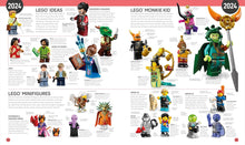 Load image into Gallery viewer, Inside pages of the LEGO minifigure history book showcasing new LEGO ideas and minifigures for 2024
