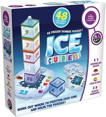 Happy Ice Cubed logic puzzle for kids with colourful stacking cubes and 48 frozen number challenges