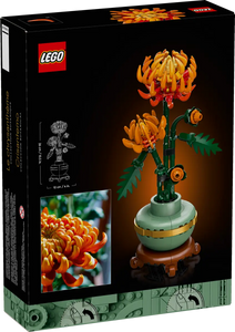 LEGO Boxed Set by Brick Shack featuring detailed orange chrysanthemum flower model in decorative pot