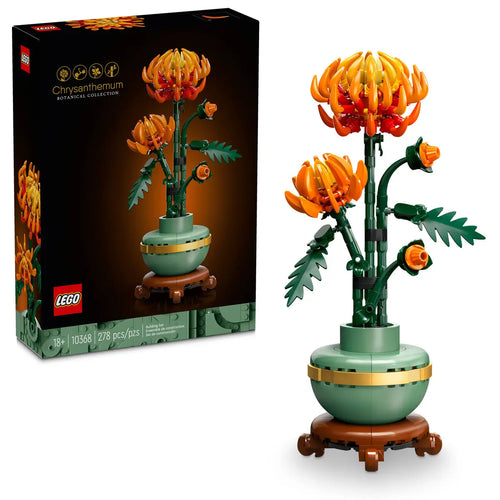 LEGO Boxed Set Chrysanthemum botanical flower model with orange blooms and green leaves by Brick Shack