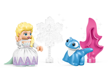 Load image into Gallery viewer, LEGO 10418 Elsa &amp; Bruni playset featuring Elsa figure with snowflake and blue salamander accessories
